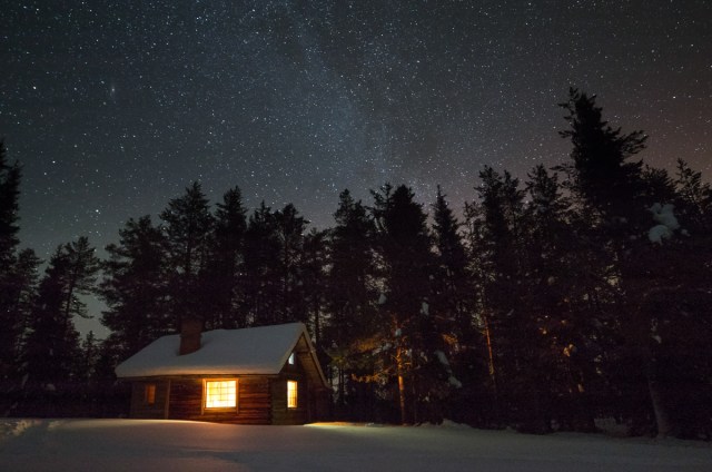 the first hut at night